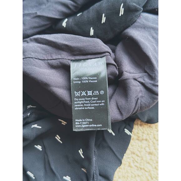 Jigsaw Black White Dashes Chiffon Midi Skirt Viscose 4 Whimsical Academia Preppy - Picture 5 of 5